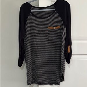 Black and Gray Striped Women's Top